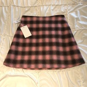 Aritzia Pink and Brown Wool Mini Skirt